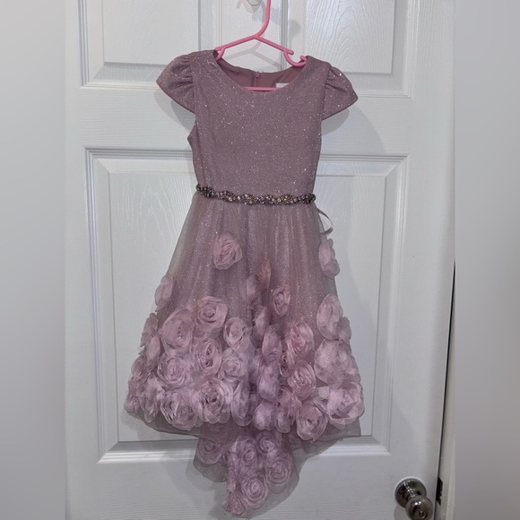 Rare Editions Little Girls Floral Puff Sleeves 3D Floral Dress SZ 5 - Picture 2 of 7